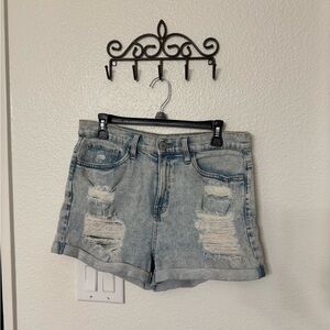 SO Blue Distressed Jean Shorts High-Waisted